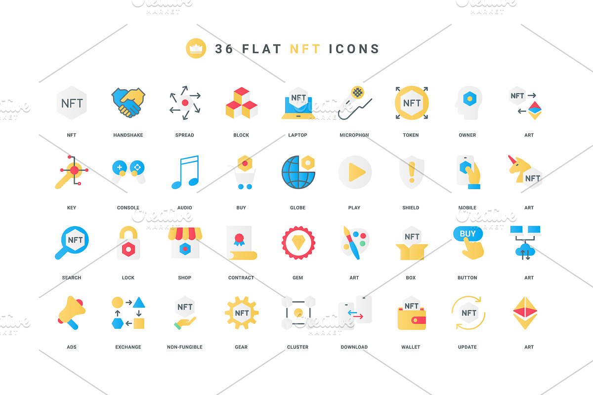 Game nft shop marketplace icons, an Object Illustration by Lemberg Vector
