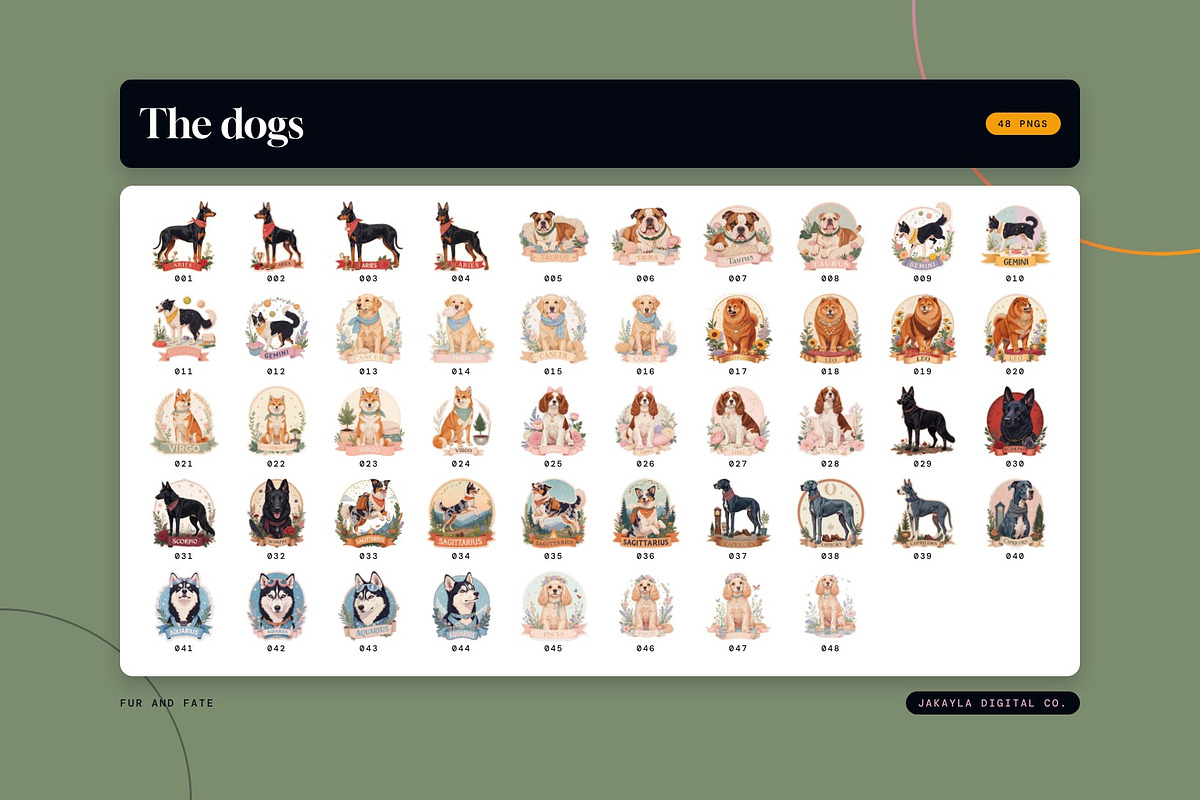 Fur & Fate Zodiac Pet Clipart 100+, an Object Graphic by Jakayla Digital Co (Photo 4 of 9)