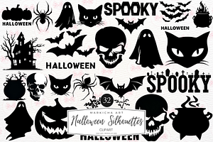 Halloween Silhouettes Clipart, a Graphic by Markicha Art