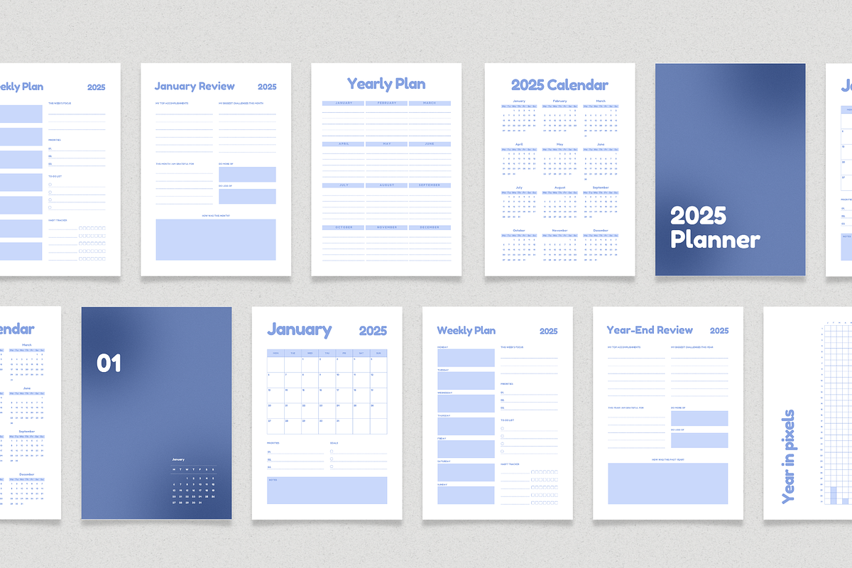 2025 Digital Planner Printable A4, a Print Template by The Chaos Project (Photo 4 of 8)