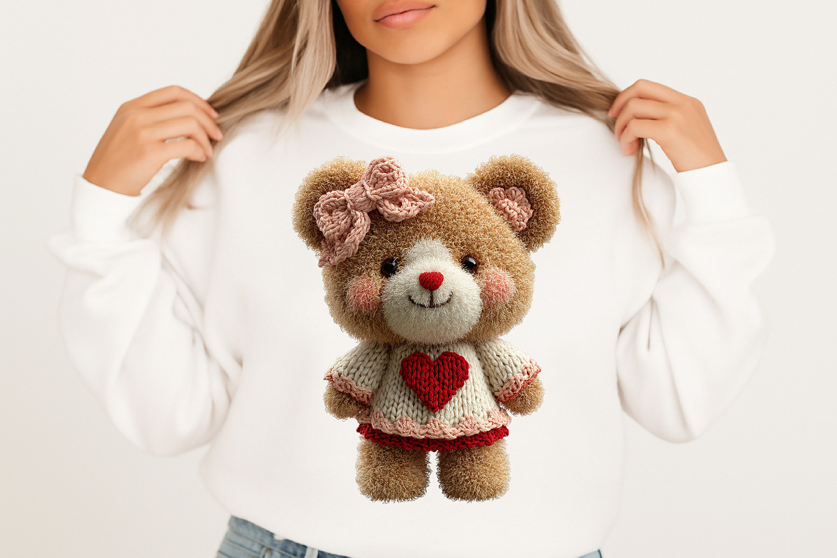 Faux Yarn Valentine's Day Teddy Bear, an Illustration by Craft Nest (Photo 4 of 5)