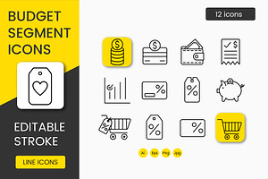 Budget & Shopping Line Icon Pack, an Outline Icon by Grand Design