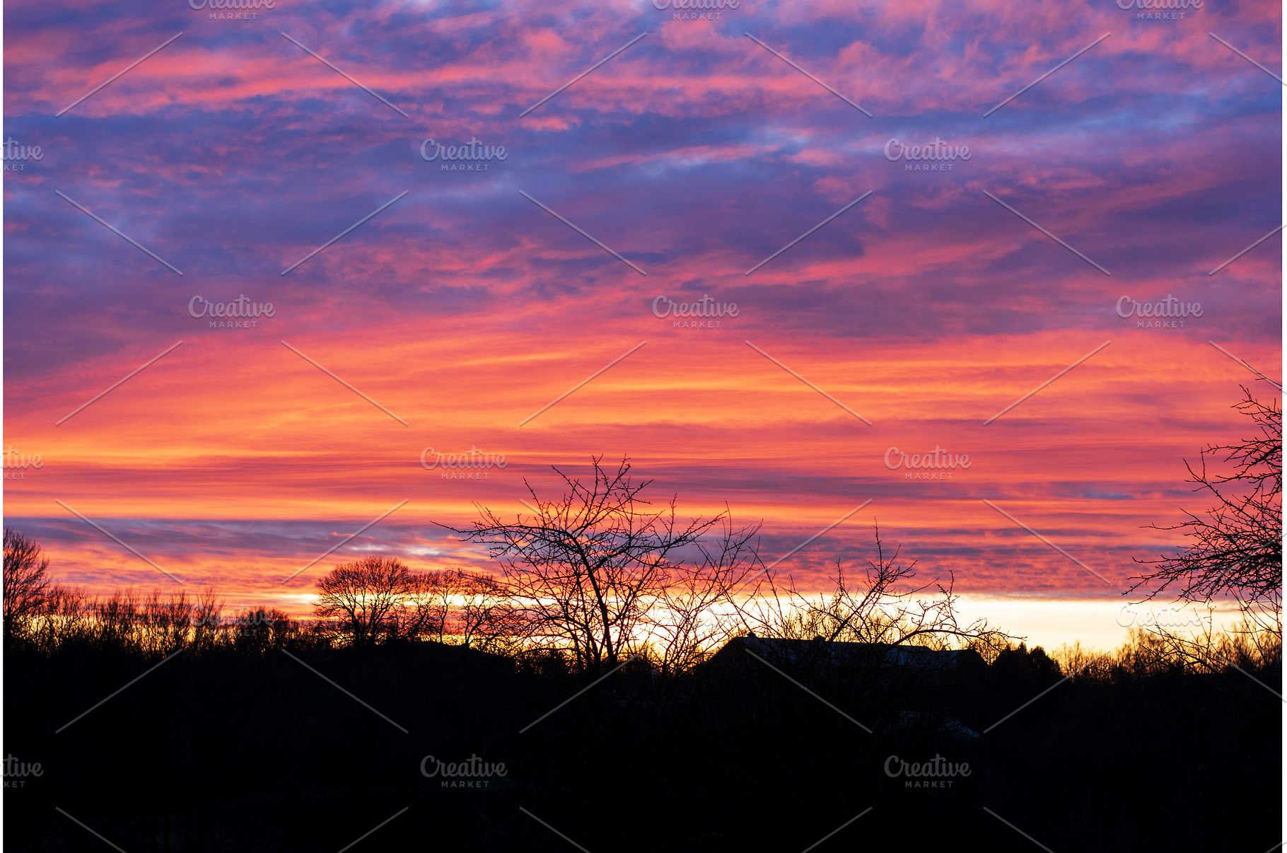 Fiery orange and purple sunset sky, a Nature Photo by Oleksandr Masnyi