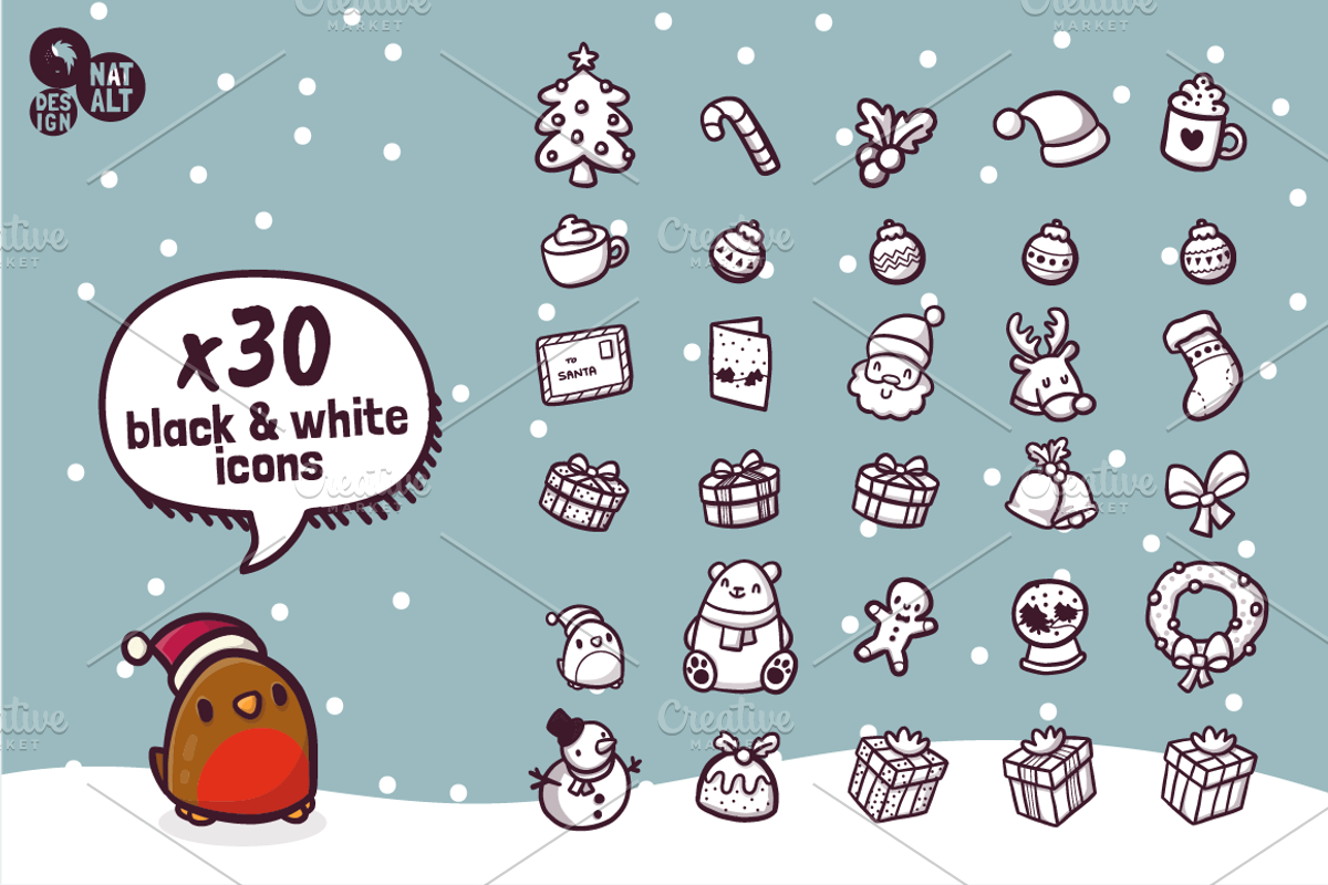 90 Hand-Drawn Christmas Icons, an Icon by NatBurger (Photo 3 of 5)