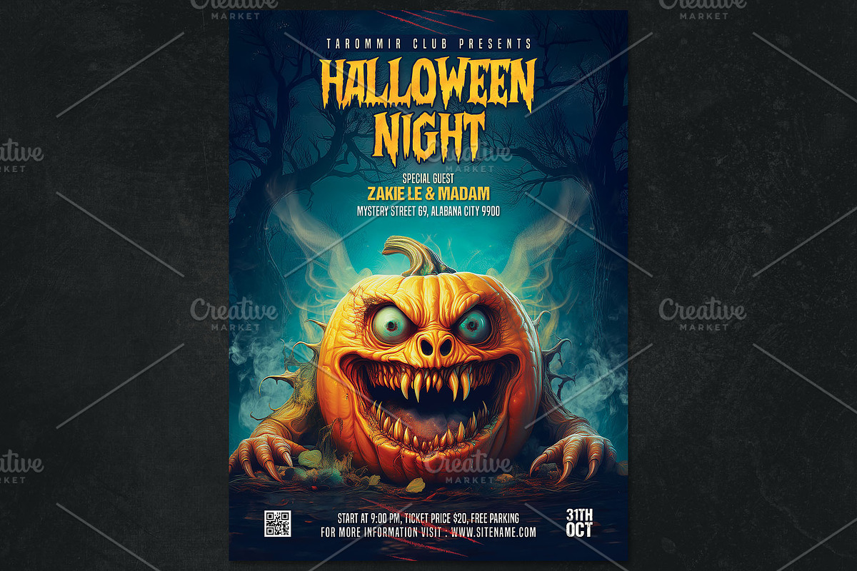 2 Halloween Flyer Template, a Flyer Template by Tarommir (Photo 4 of 7)