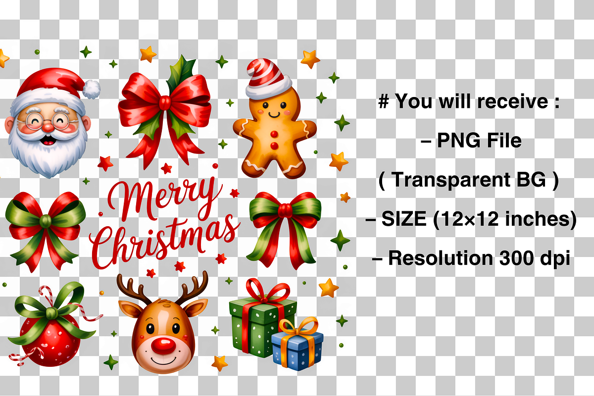 Merry Christmas PNG Sublimation, a Graphic by Clipart Bloom (Photo 2 of 2)