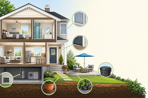 Cutaway illustration of home highlig, a Photo by Dvoevnore photos