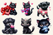 Whimsical Valentine Black Dog & Cat, an Illustration by DreamCafeArt (Thumbnail 6 of 6)