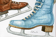 Watercolor ice skates clipart, a Decorative Illustration by yana.fefelova (Thumbnail 4 of 4)