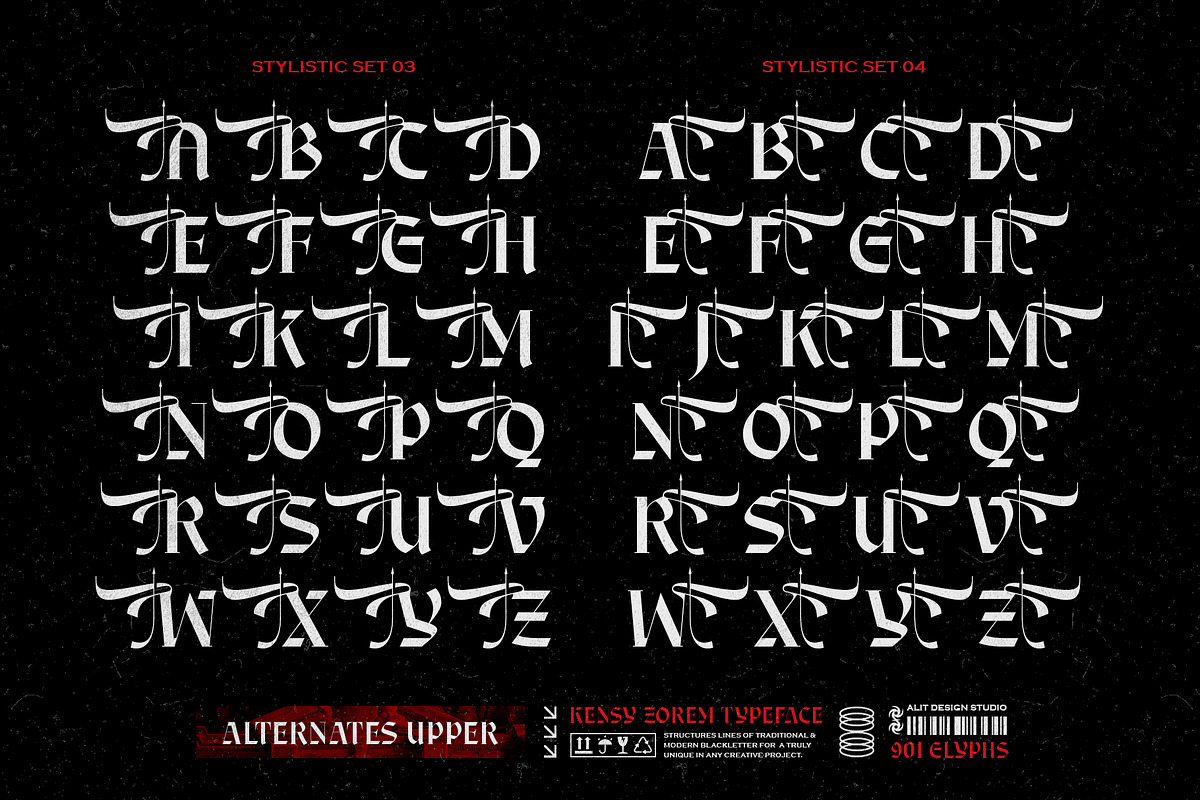 Kensy Zorem Typeface, a Blackletter Font by alit design (Photo 10 of 20)