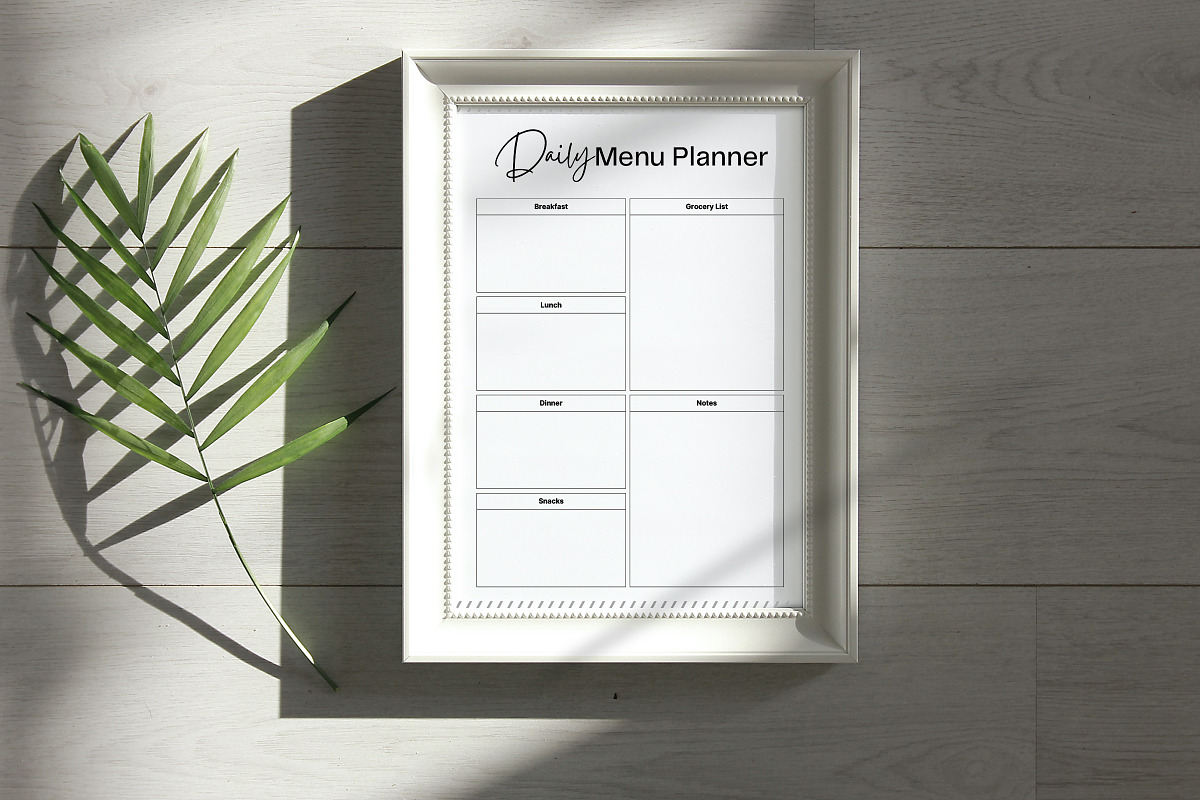 Daily Menu, Daily Menu Chart, a Print Template by Snapybiz