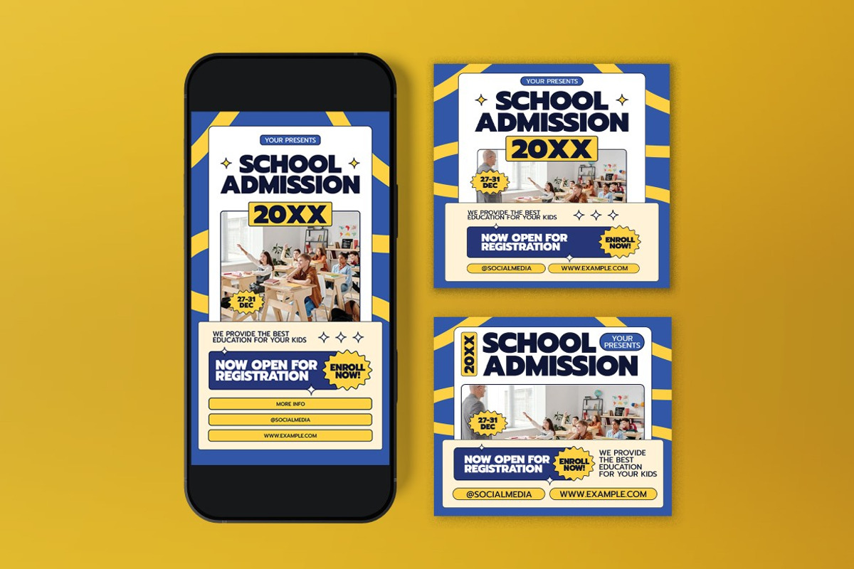 Blue School Admission Flyer Set, a Flyer Template by graphicook (Photo 3 of 3)