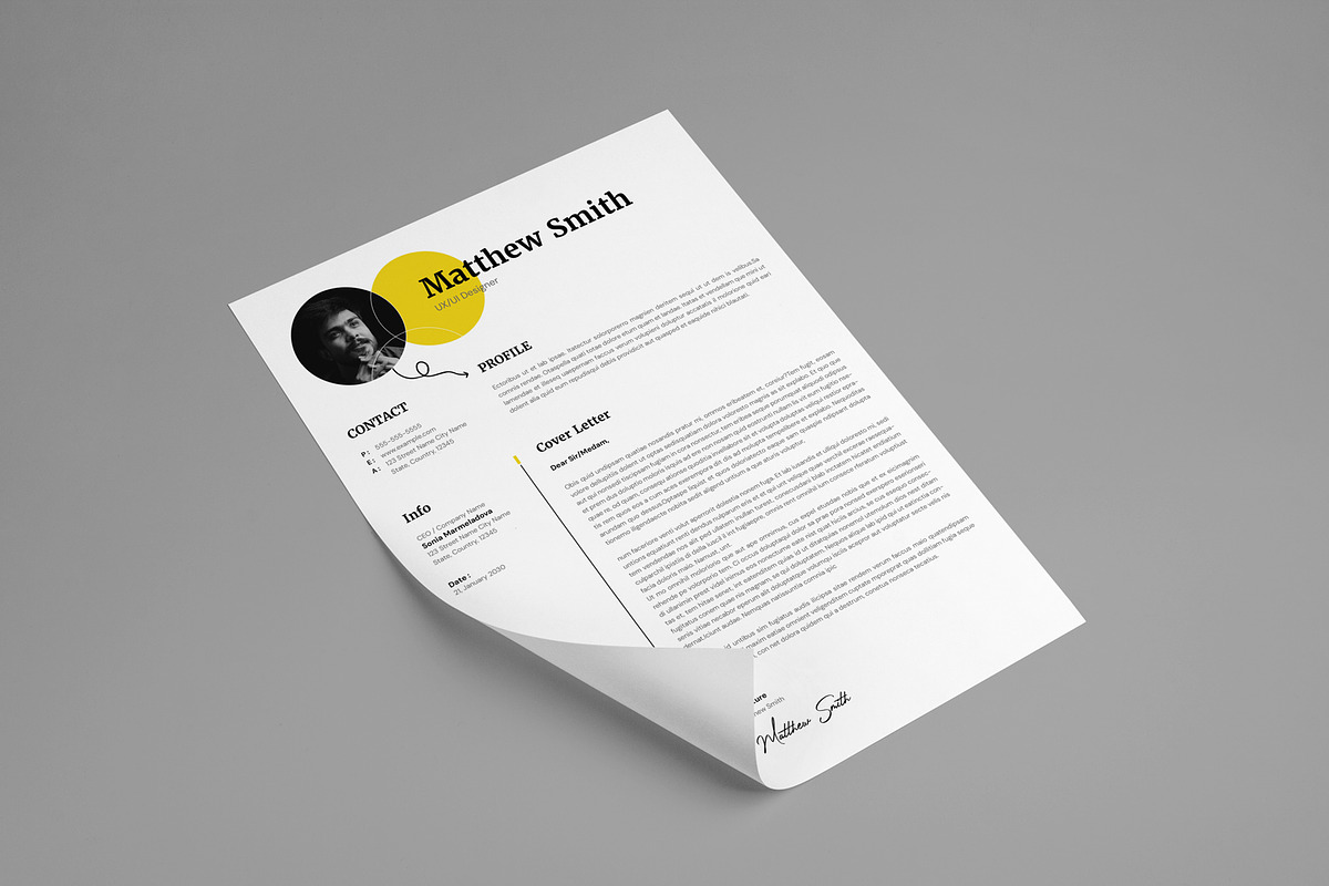 Modern Resume CV Template Design, a Resume Template by PixelStudio (Photo 6 of 7)
