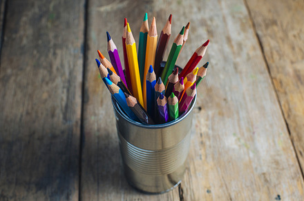 Colored pencils on wood featuring pencil, color, and school
