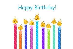 Birthday banner with fire characters, an Object Illustration by Valerie Bodnar