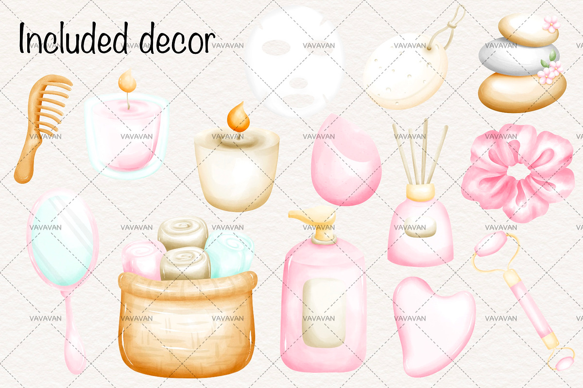 Self care Clipart,Spa routine, a Decorative Illustration by Vavavan Artwork (Photo 3 of 3)