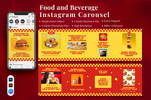 Food and Beverage Instagram Carousel, a Social Media Template by Attype