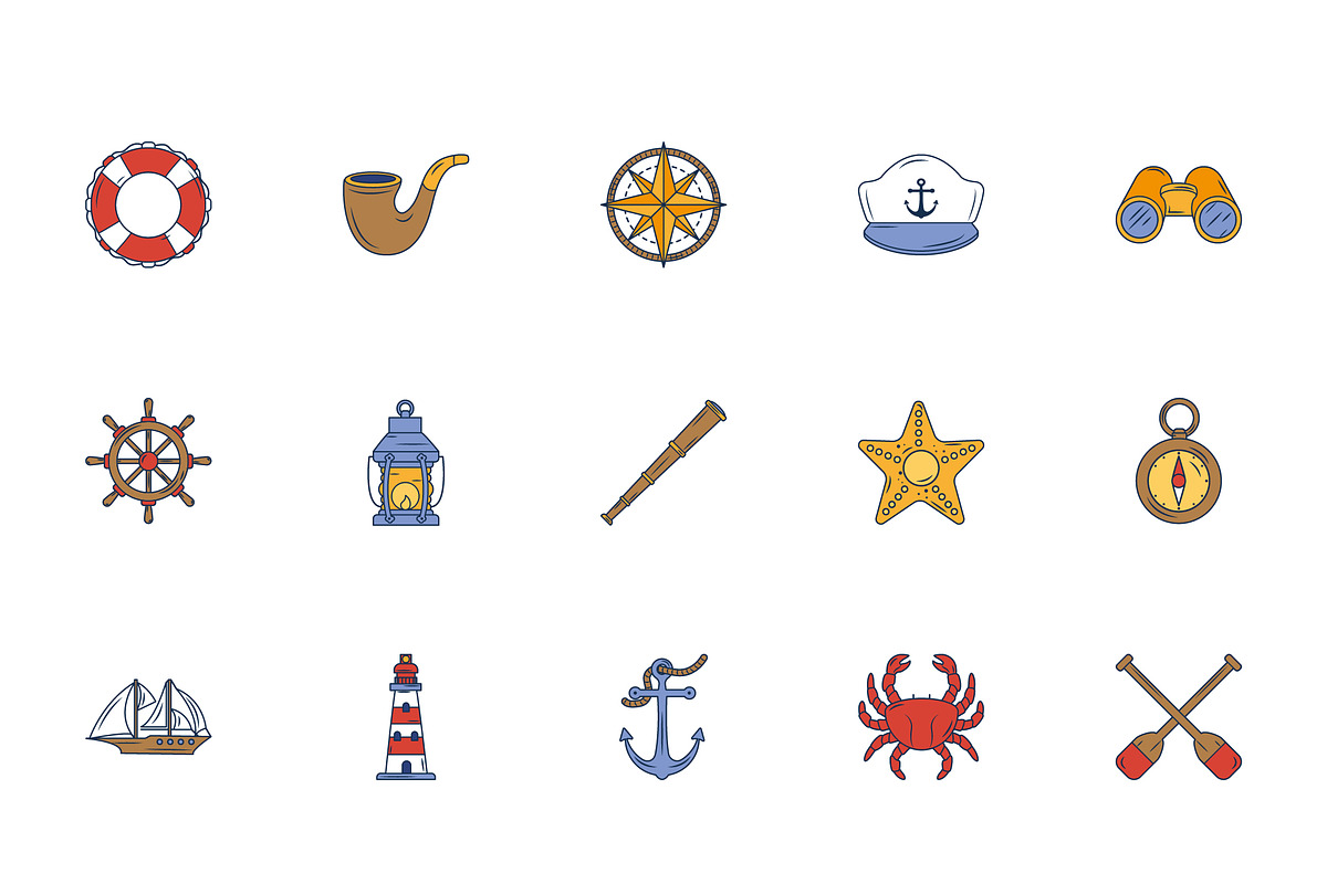 Nautical Illustration Icon Set