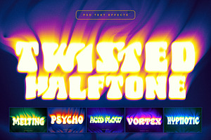Twisted Halftone Text Effects, a Layer Style Add-On by Andrew Skoch Design
