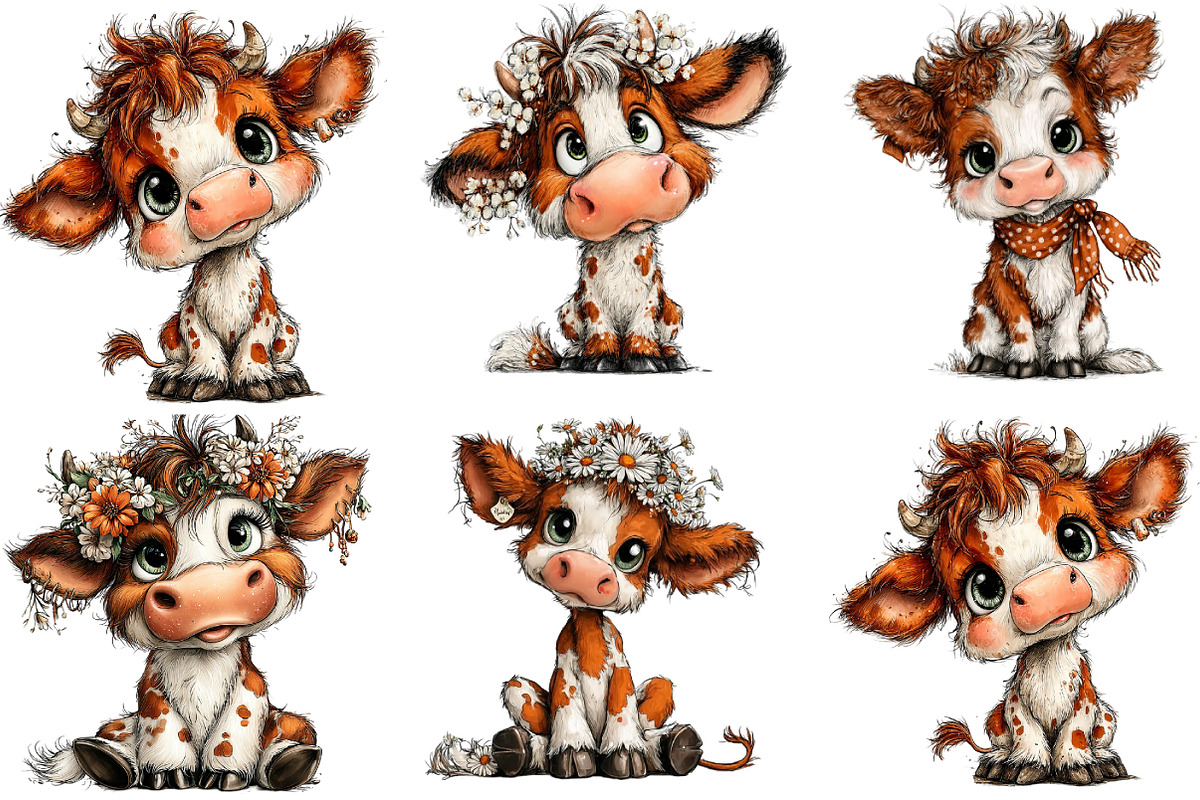 Baby Animal Cow Clipart, an Illustration by DreamArtGraphic (Photo 2 of 5)