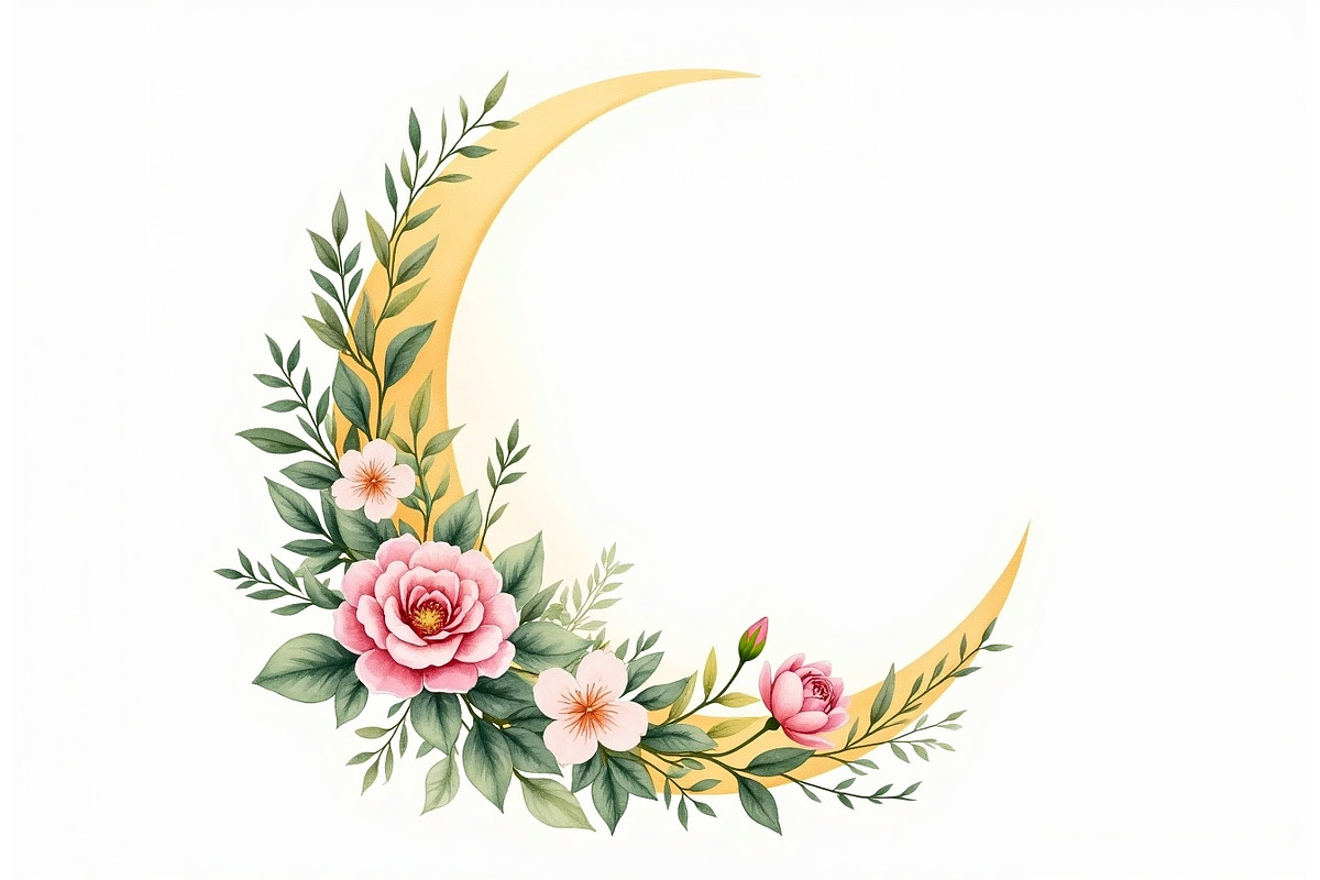 Floral Crescent Moon Watercolor Clip, a Graphic by Gaye Art (Photo 15 of 17)
