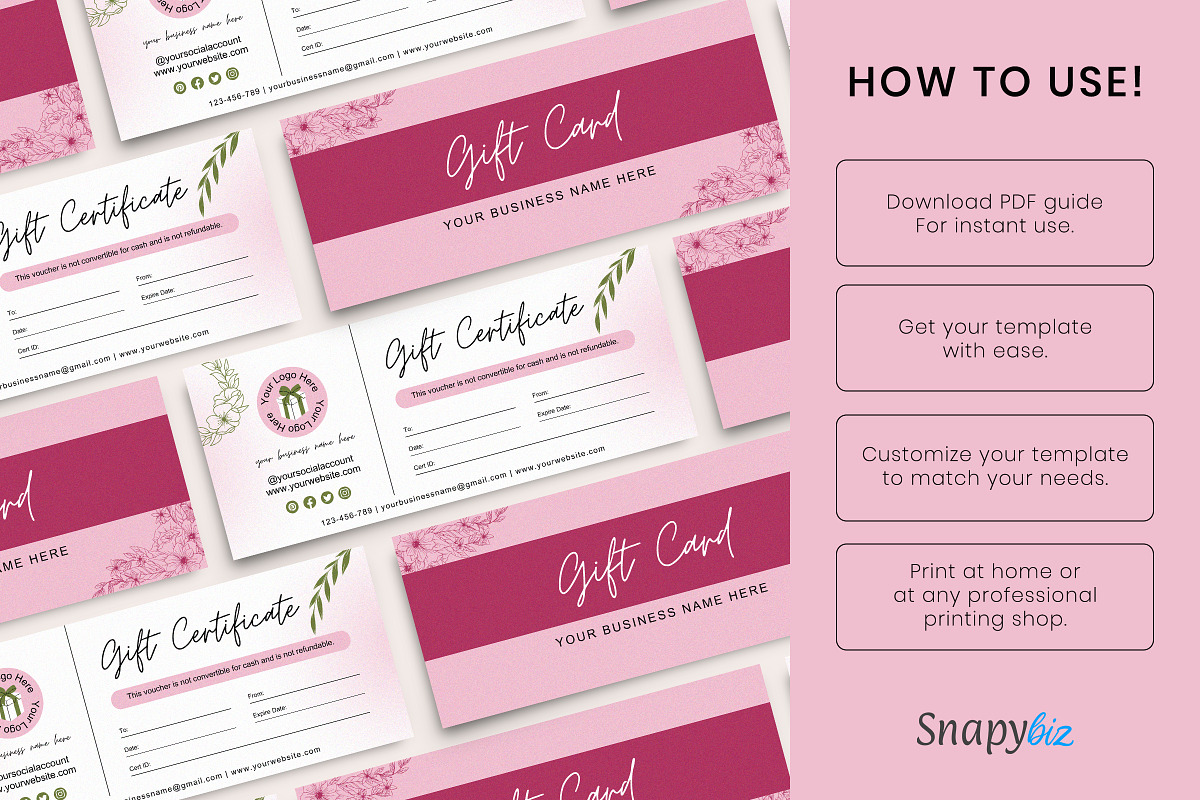 Minimal Gift Certificate Canva Temp, a Print Template by Snapybiz (Photo 6 of 9)