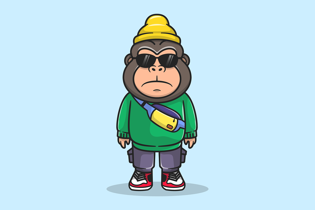 Cute Cool Gorilla Wearing Waist Bag, an Animal Illustration by Catalyst Labs (Photo 1 of 3)