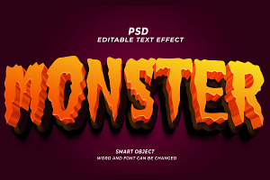 Monster PSD 3d Editable Text Effect