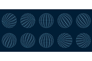 Globe Grid Sphere Set, an Object Illustration by Vector Creator