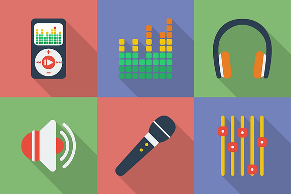 Set Of Icons Of Music Theme.