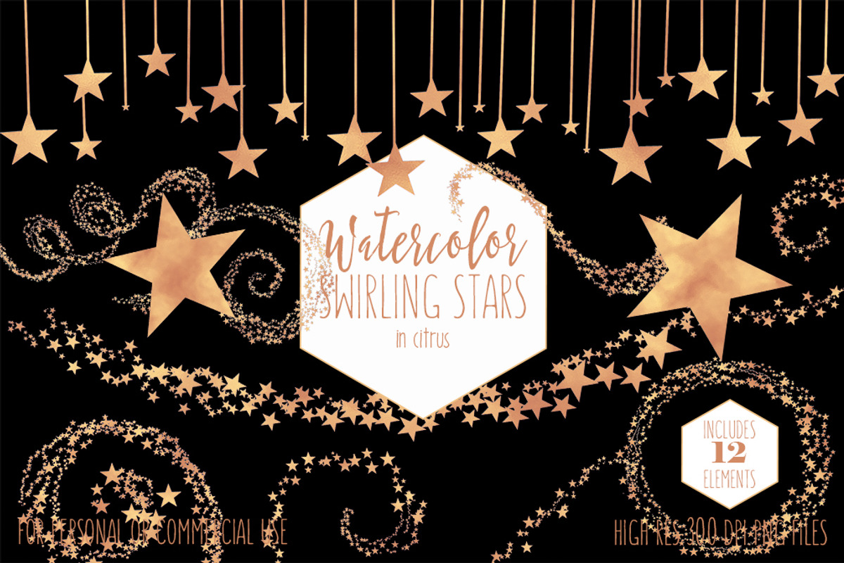 Orange Watercolor Star Clipart, an Object Illustration by ClipartBrat Graphics (Photo 2 of 5)