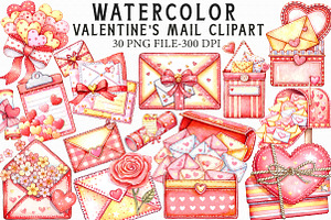 Valentine's Mail Clipart, an Illustration by Libby Wishes