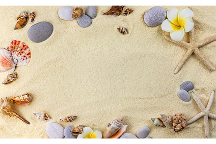 Background with seashells on the, a Holiday Photo by yanadjana