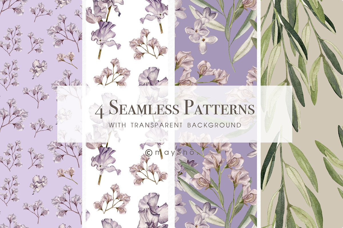 Lilac Purple Watercolor Flowers, an Illustration by May • SHO (Photo 10 of 13)