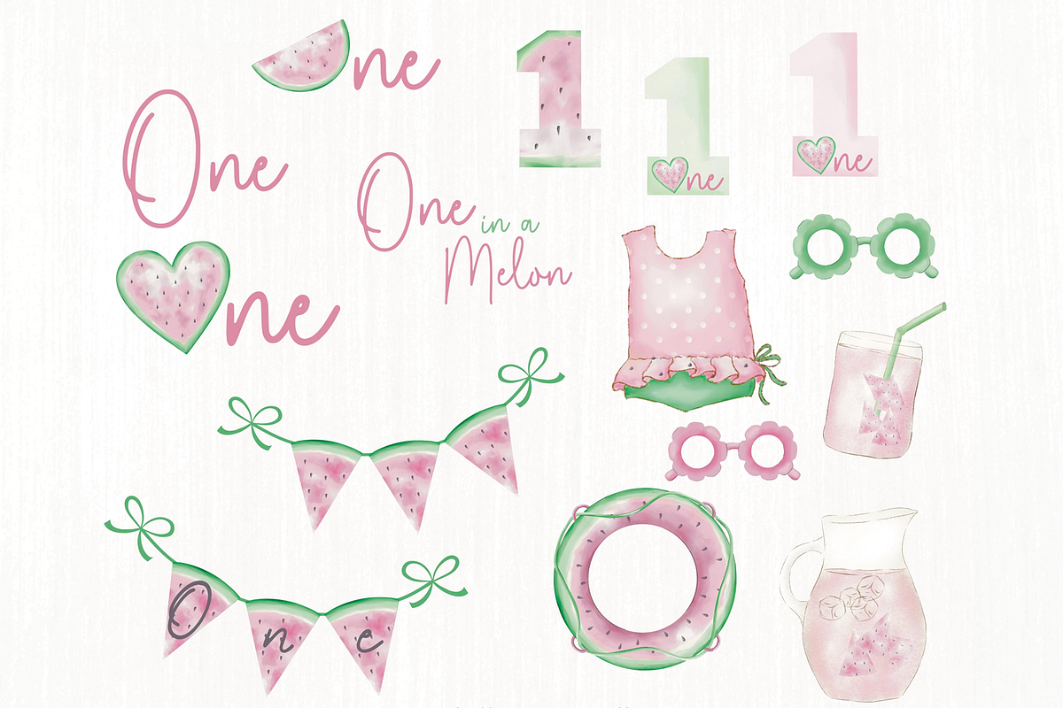 One in a Melon - watermelon and bows, an Illustration by Lolytop Studio (Photo 3 of 6)