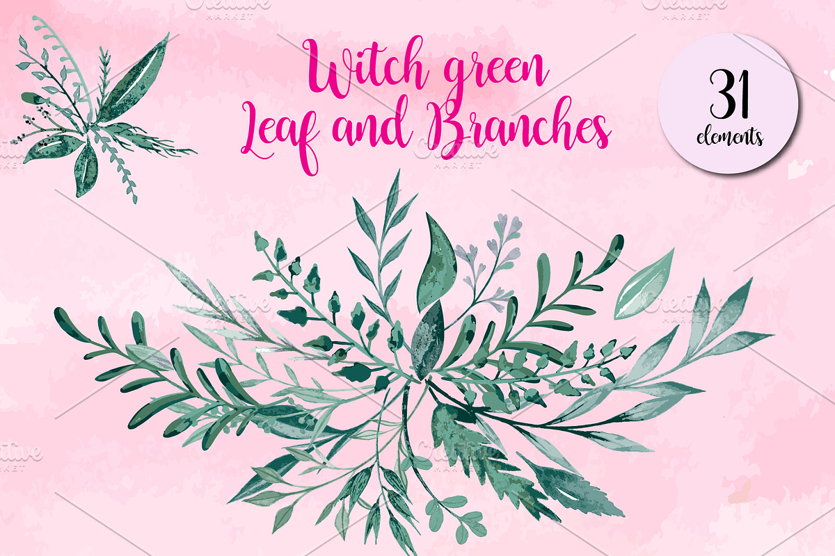 Witch Green Leaf and Branches, a Decorative Illustration by Zmapist (Photo 1 of 2)