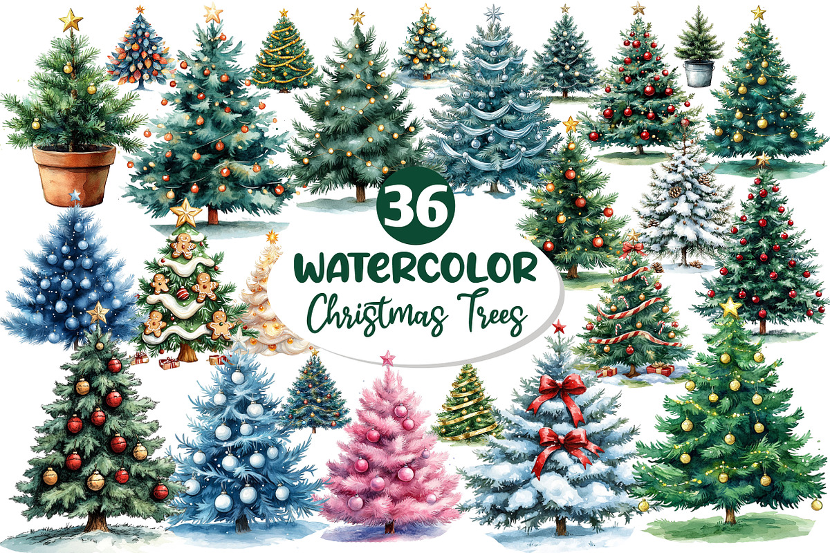 Christmas Tree Clipart PNG, an Illustration by Dream Creation (Photo 1 of 7)