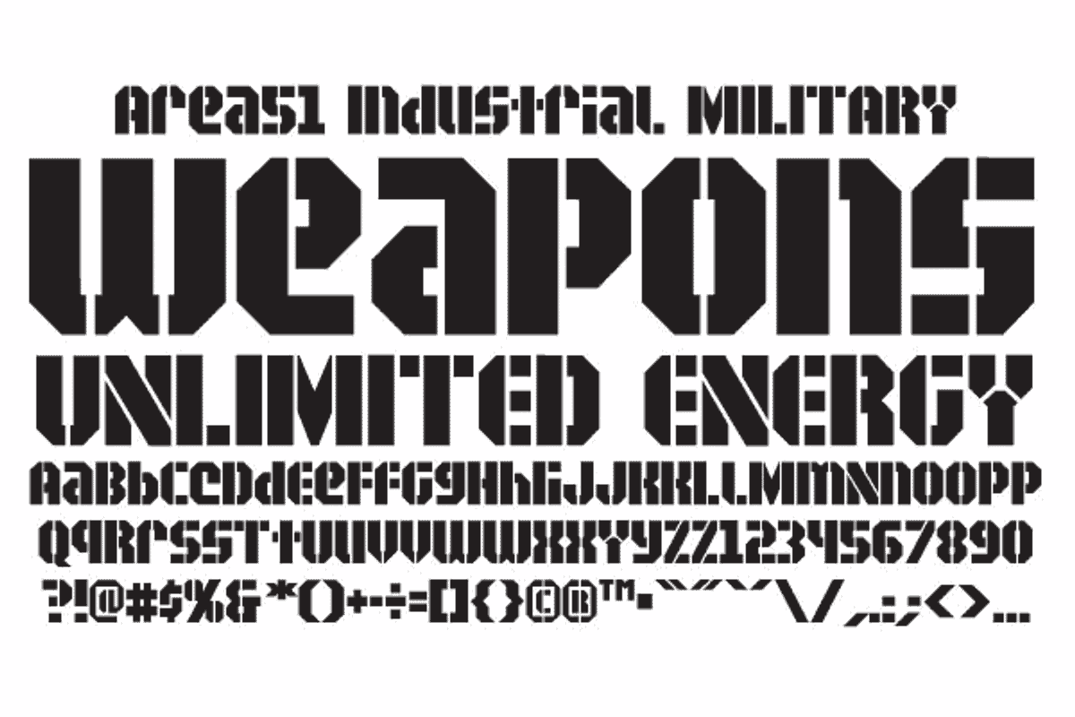 Area 51 - industrial stencil fonts preview 4