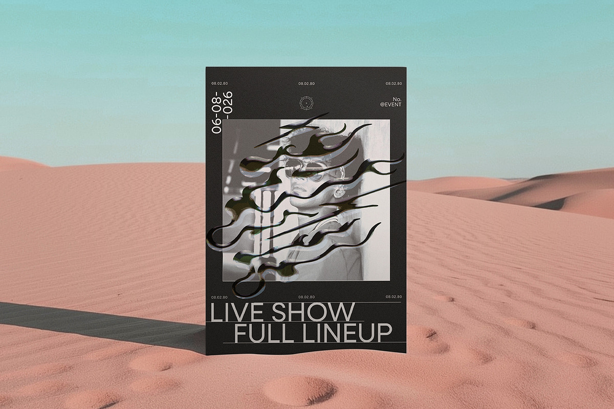 Surreal Desert Poster Mockup, an Advertising Mockup by wavebreak