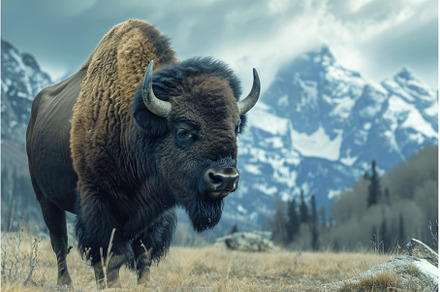 American bison nature. Generate Ai, an Animal Photo by Ylivdesign