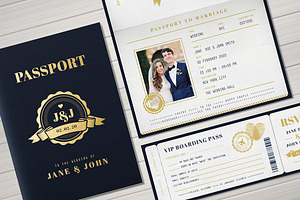 Passport Wedding Invitation, an Invitation Template by Vynetta