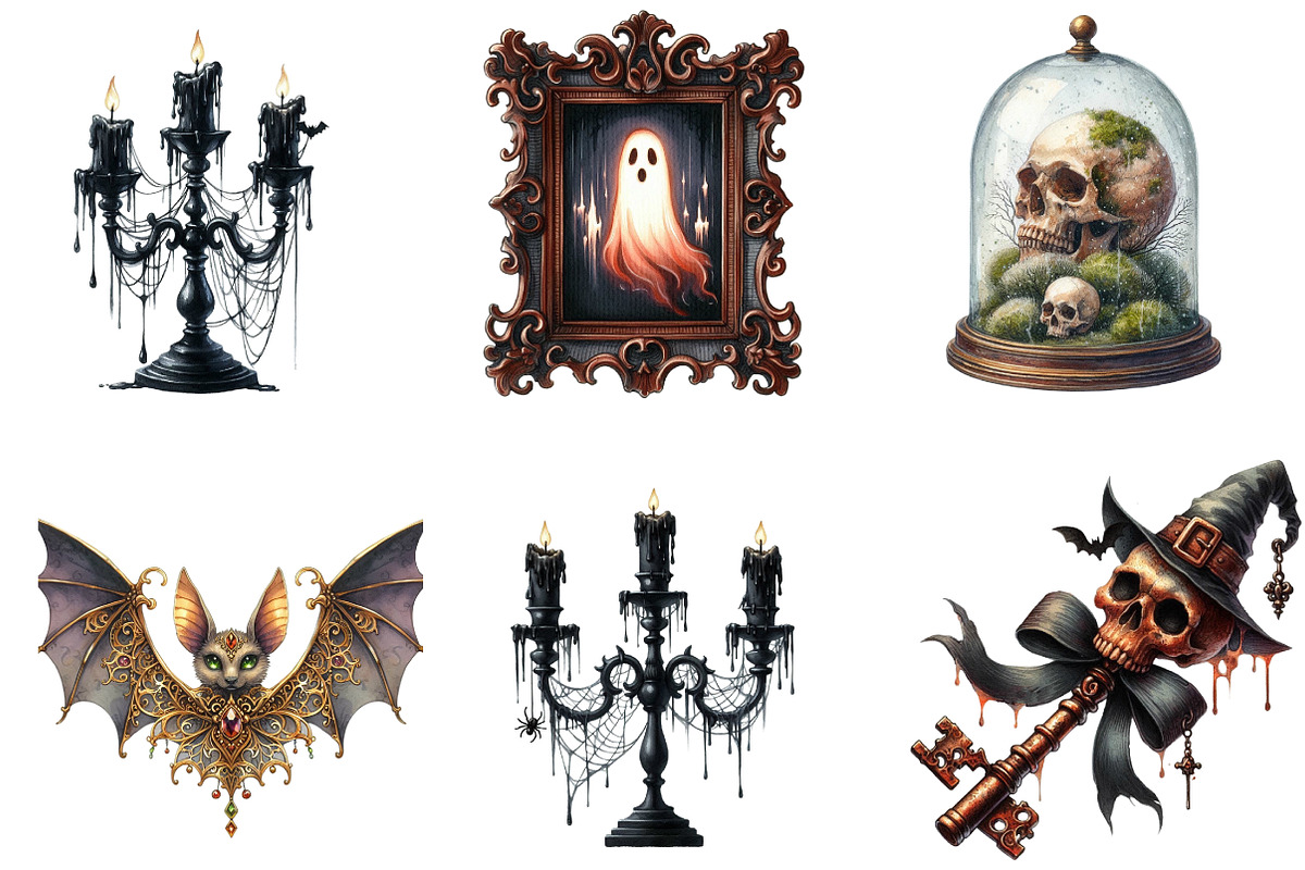 Gothic Antique Halloween Clipart, an Illustration by DreamArtGraphic (Photo 2 of 4)
