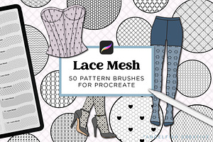 Lace Mesh Procreate Brush Set, a Brush Add-On by AngelfishCreative