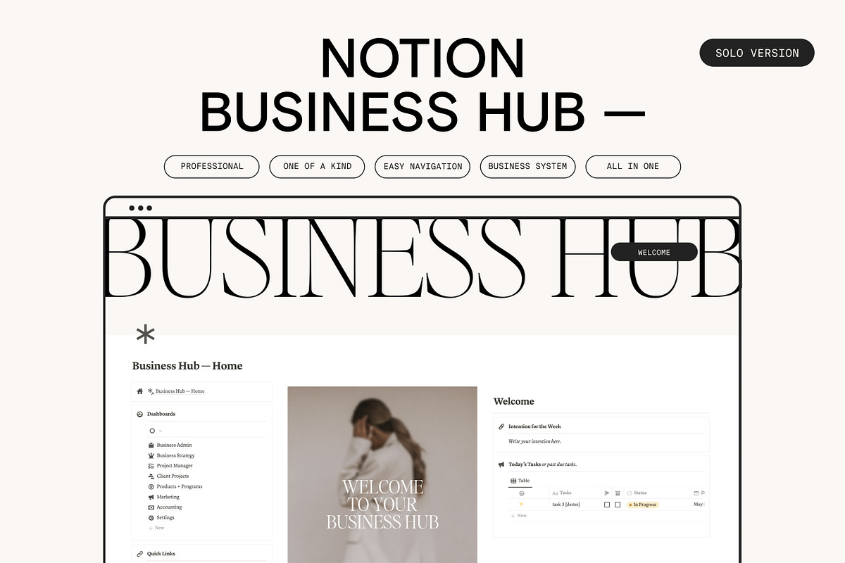 All-in-One Notion Biz Hub - Solo, a Templates & Theme by 89 Golden Blvd (Photo 1 of 7)