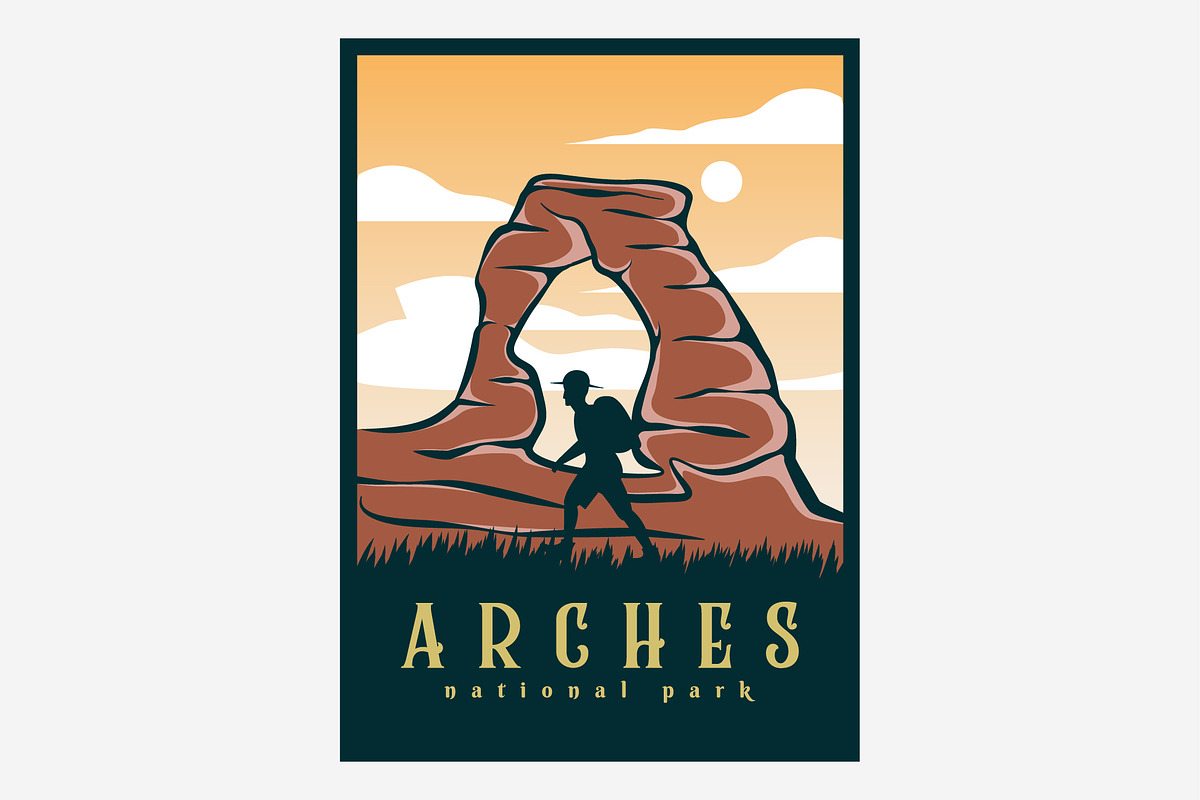 arches national park poster in usa, a Poster Template by Pyruos ID