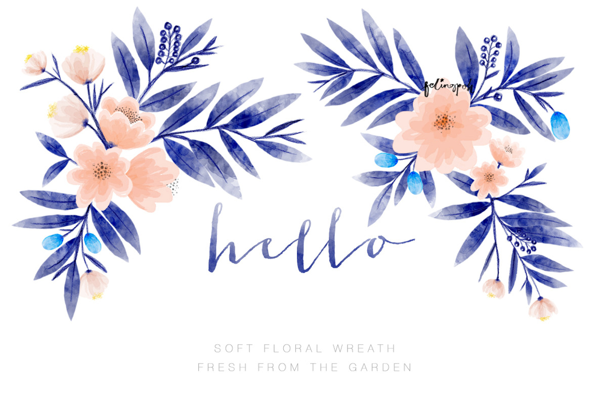 Watercolor Floral Wreath 4, an Illustration by hellopop design (Photo 2 of 3)