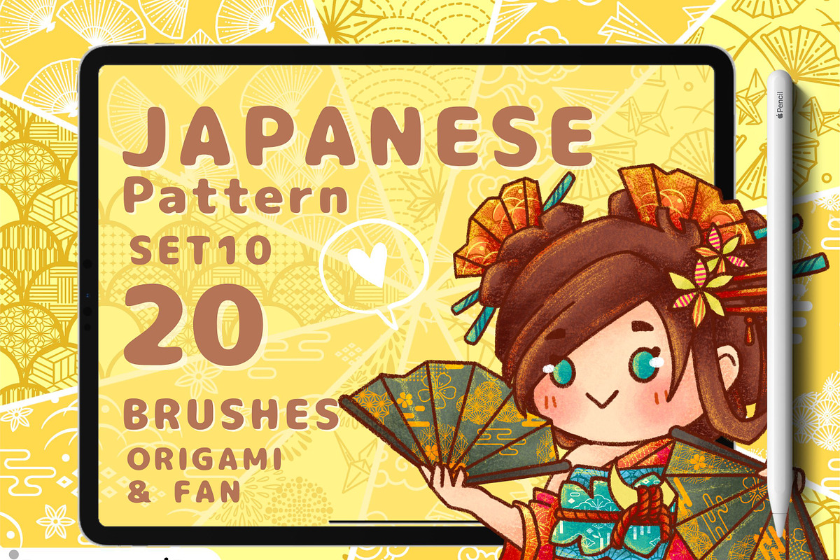 20 Procreate Japanese pattern brush, a Brush Add-On by ProcreateiBox