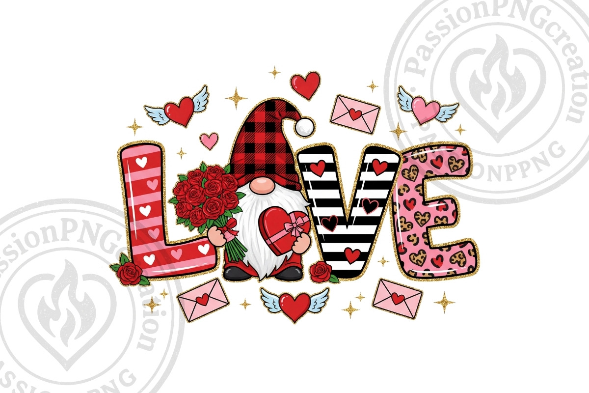 Valentine Love Gnome PNG, a Decorative Illustration by PassionPNGcreation (Photo 7 of 7)