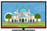 Mosque building landscaped vector, a Decorative Illustration by zyxroun shop (Thumbnail 3 of 3)
