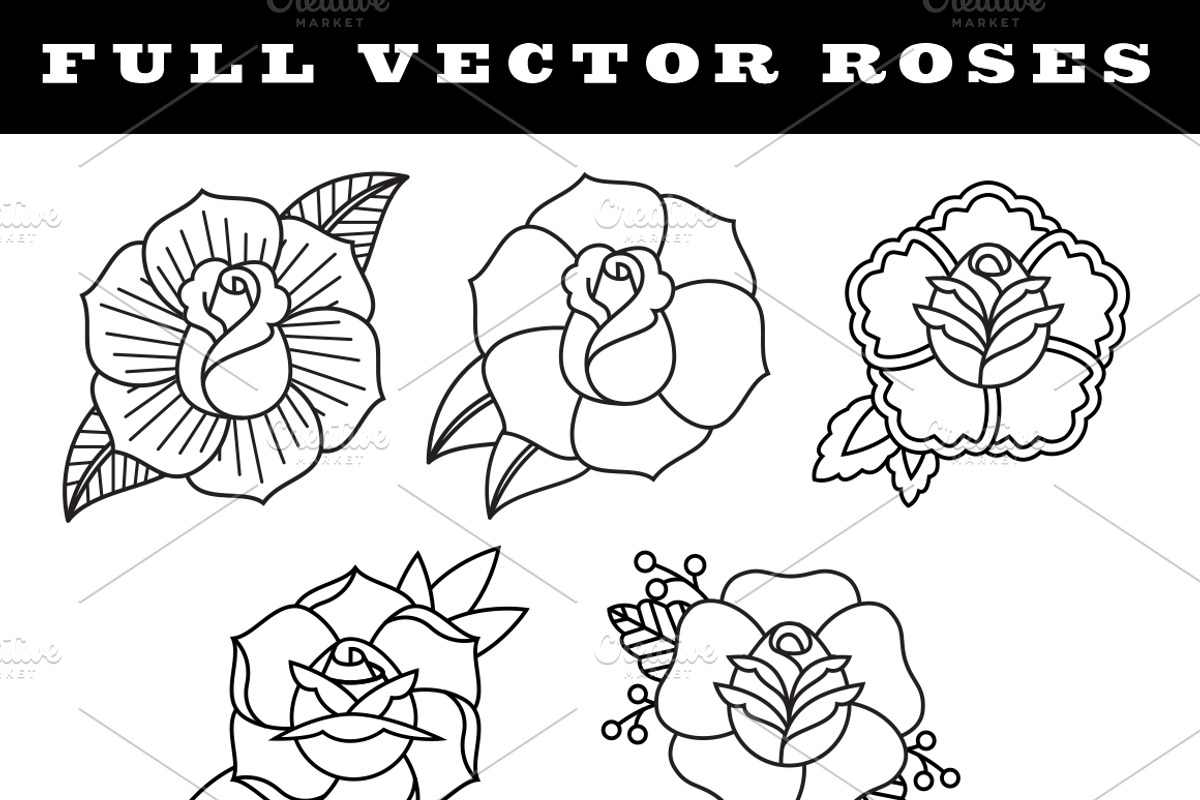 American Traditional Vector Rose, an Illustration by Slevin ID (Photo 2 of 4)